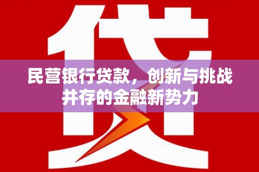 黄平民营银行贷款，创新与挑战并存的金融新势力