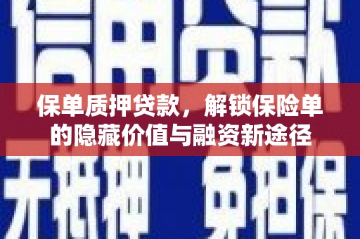 黄平保单质押贷款，解锁保险单的隐藏价值与融资新途径