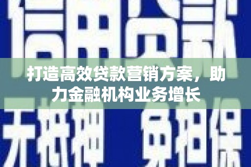 黄平打造高效贷款营销方案，助力金融机构业务增长