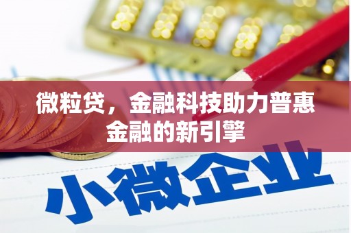 黄平微粒贷，金融科技助力普惠金融的新引擎