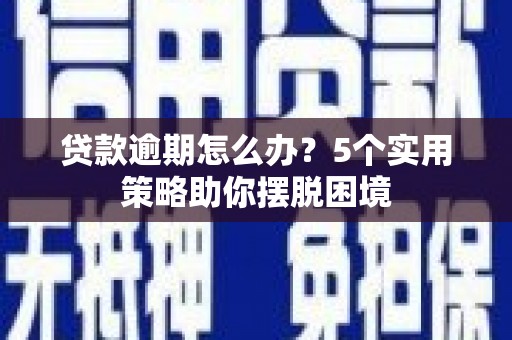黄平贷款逾期怎么办？5个实用策略助你摆脱困境