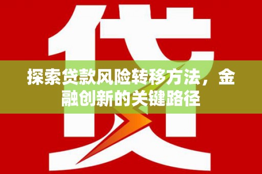 黄平探索贷款风险转移方法，金融创新的关键路径