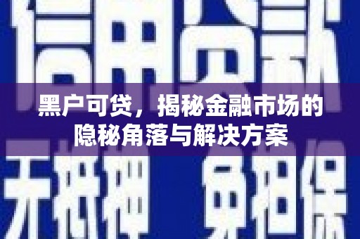 黄平黑户可贷，揭秘金融市场的隐秘角落与解决方案
