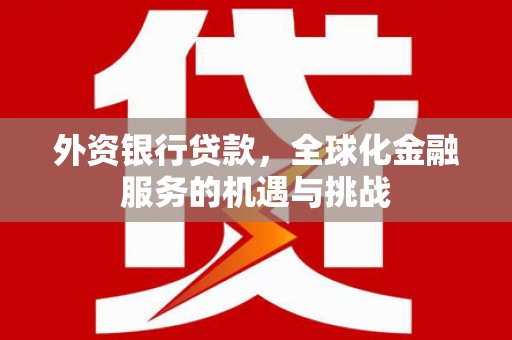 黄平外资银行贷款，全球化金融服务的机遇与挑战