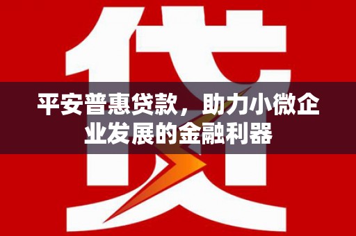 黄平平安普惠贷款，助力小微企业发展的金融利器