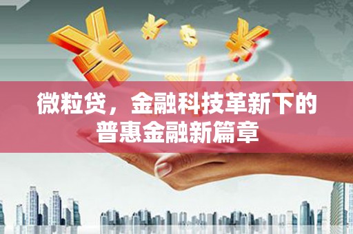 黄平微粒贷，金融科技革新下的普惠金融新篇章