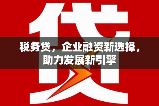 黄平税务贷，企业融资新选择，助力发展新引擎
