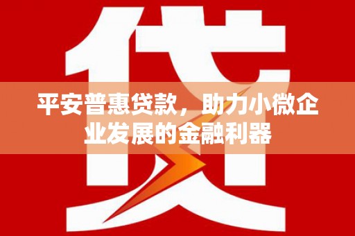 黄平平安普惠贷款，助力小微企业发展的金融利器